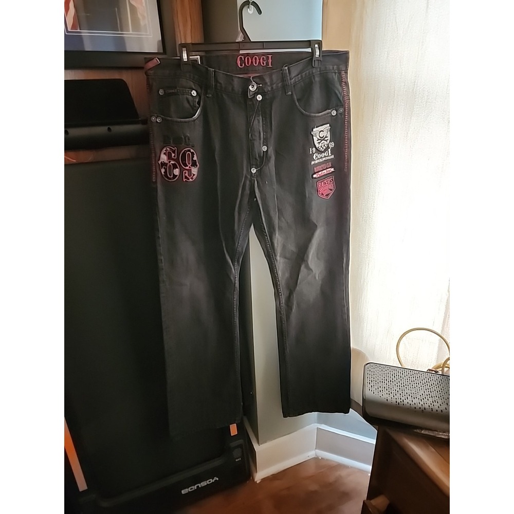 Vintage Mens Est. 69 Coogi Motorcycle Club  Black Wash Jeans Size W38 L34